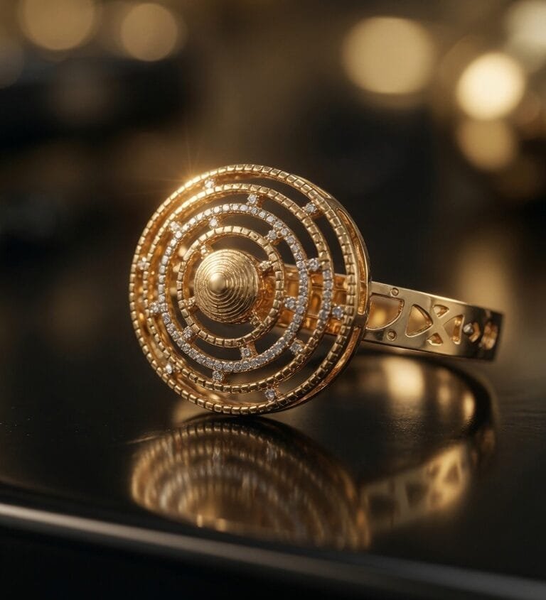 Concentric Community Rings 22K Gold Circular Concentric Ring - AK JEWELS