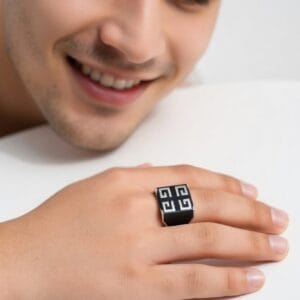 925 SILVER MENS ENAMEL RING