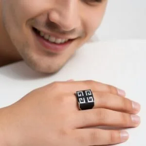 925 SILVER MENS ENAMEL RING